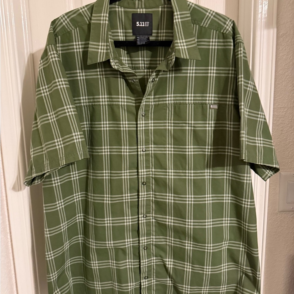 5.11 Tactical Men's Olive Plaid Snap Placket Shirt